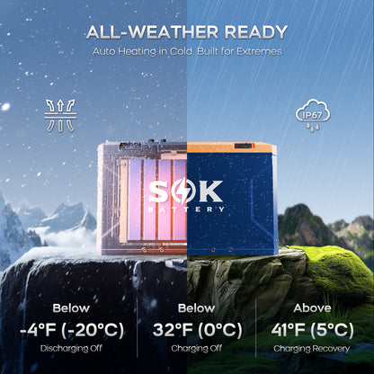 SOK SK24V150PH | 24V150Ah Battery,Built-in heater & Bluetooth,Victron CAN Comms